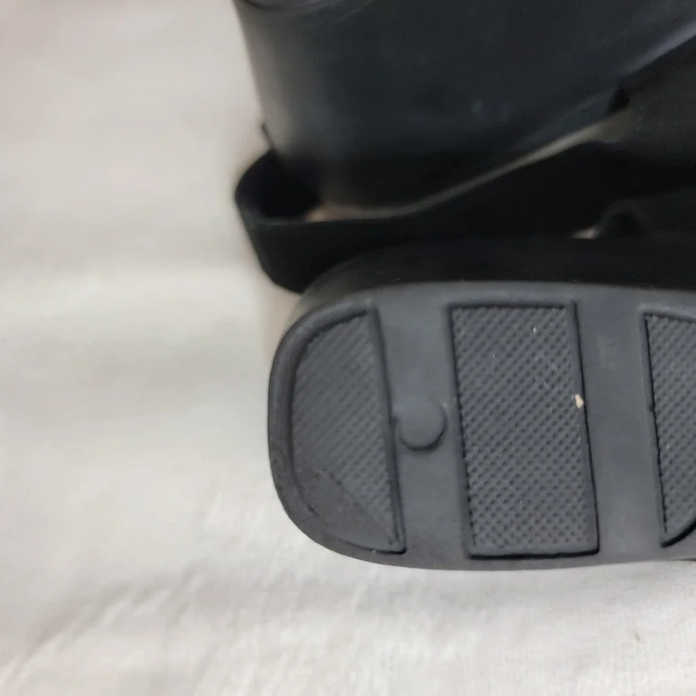 Mephisto Air-Relax‎ Black Suede Wedge Criss Cross Sandals 37 Portugal Slingback